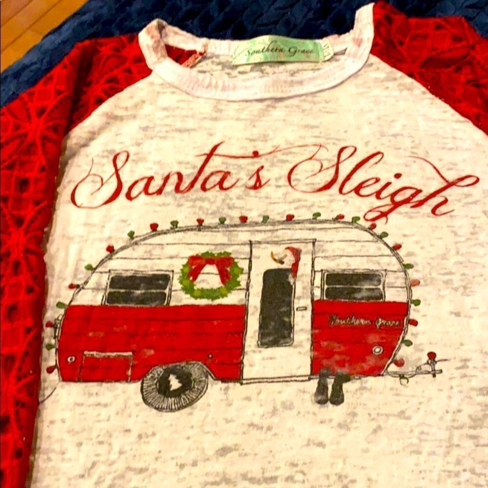 Girl’s Southern Grace 8-10 yrs Camper Xmas Shirt